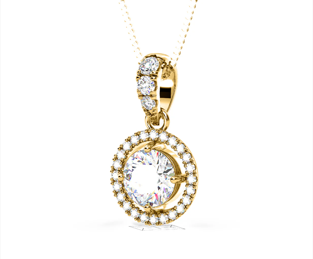Ella Lab Diamond Halo 1.38ct Pendant Necklace in 18K Yellow Gold F/VS1 - Image 14
