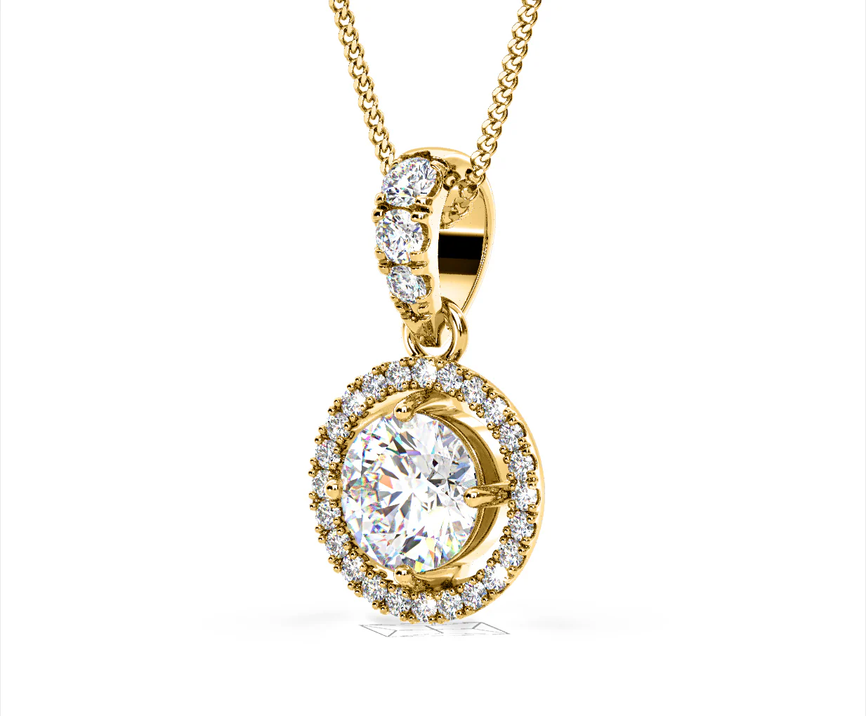 Ella Lab Diamond Halo 1.38ct Pendant Necklace in 18K Yellow Gold F/VS1 - Image 15