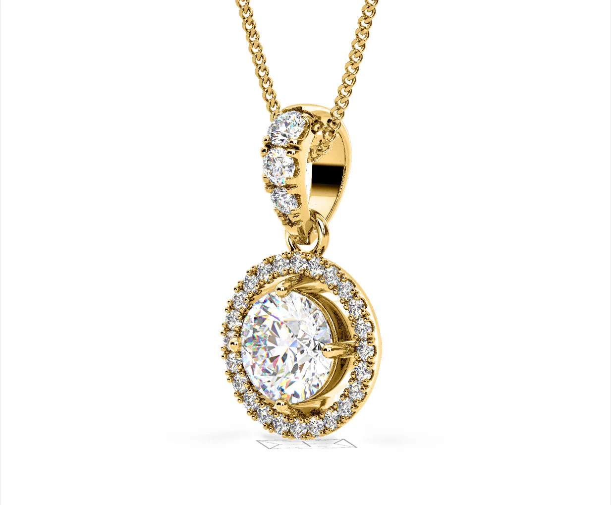 Ella Lab Diamond Halo 1.38ct Pendant Necklace in 18K Yellow Gold F/VS1 - Image 16