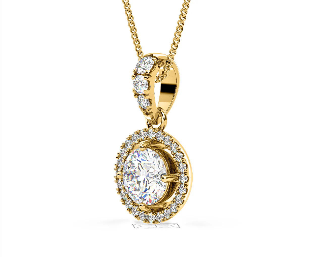 Ella Lab Diamond Halo 1.38ct Pendant Necklace in 18K Yellow Gold F/VS1 - Image 17