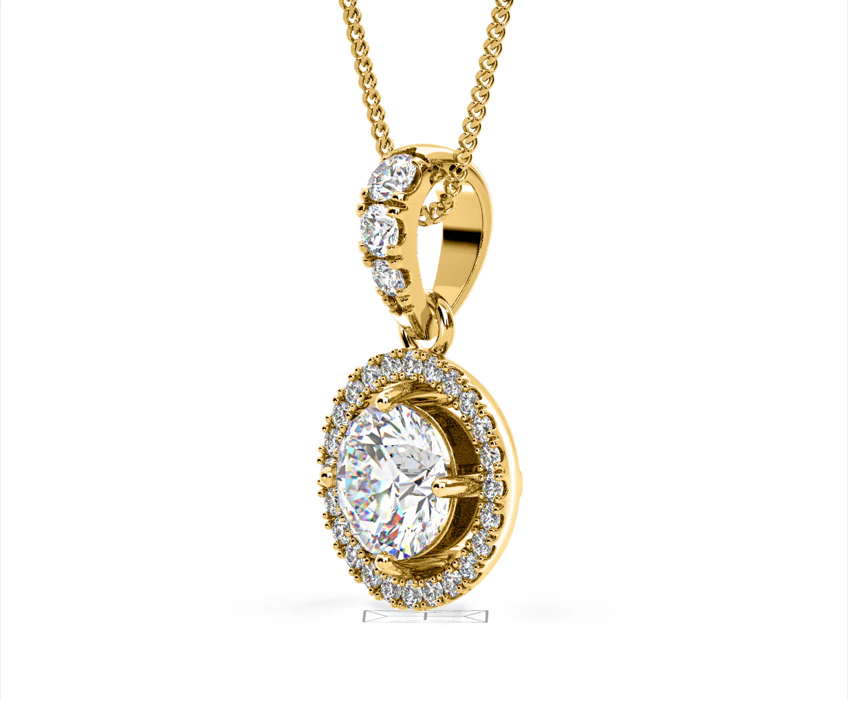 Ella Lab Diamond Halo 1.38ct Pendant Necklace in 18K Yellow Gold F/VS1 - Image 18