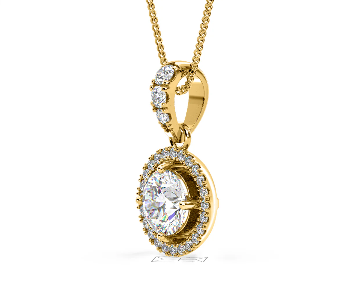 Ella Lab Diamond Halo 1.38ct Pendant Necklace in 18K Yellow Gold F/VS1 - Image 19