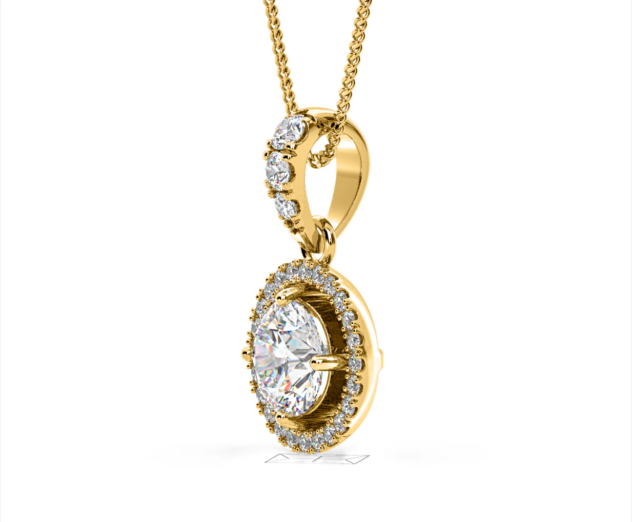 Ella Lab Diamond Halo 1.38ct Pendant Necklace in 18K Yellow Gold F/VS1 - Image 20