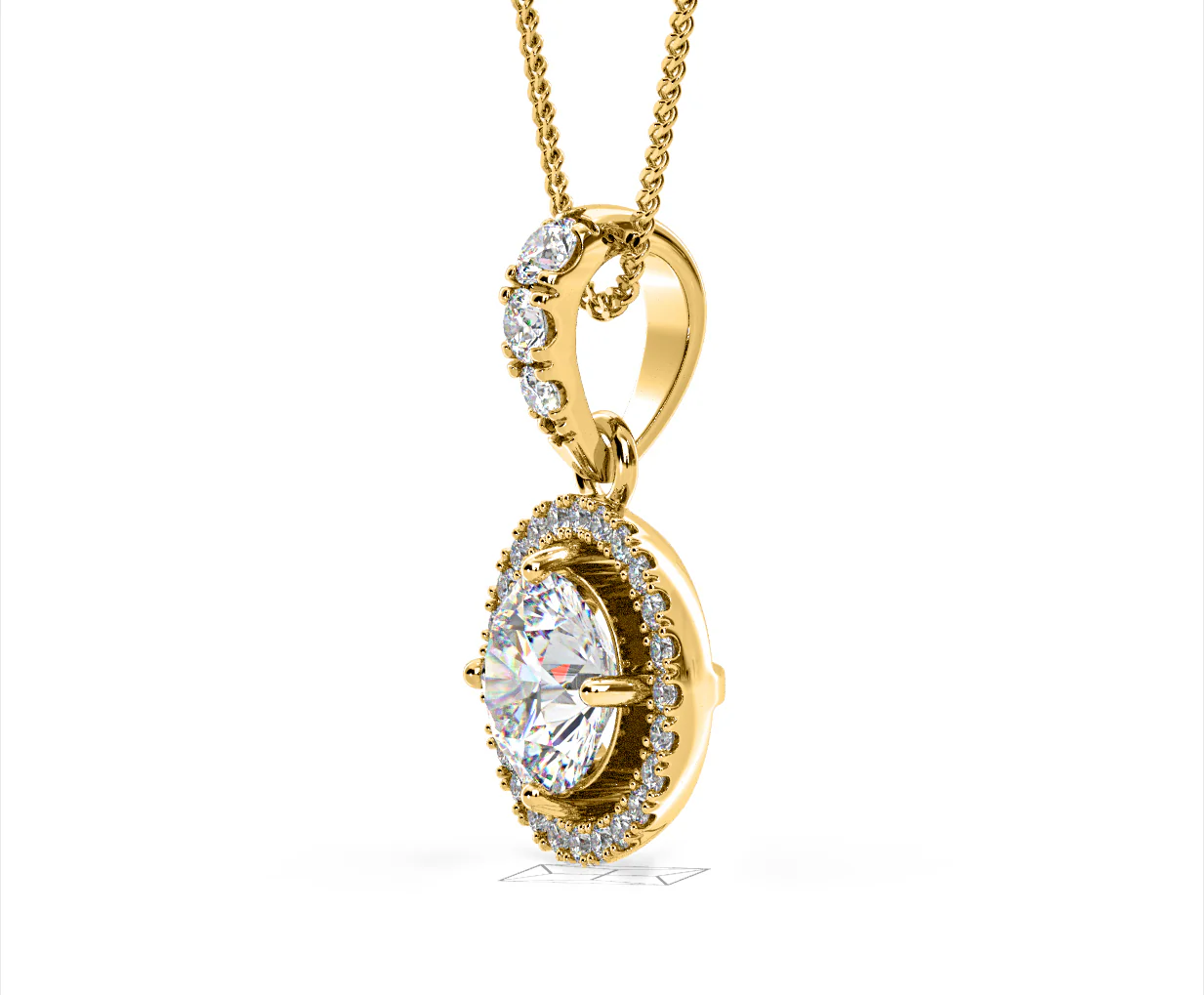 Ella Lab Diamond Halo 1.38ct Pendant Necklace in 18K Yellow Gold F/VS1 - Image 21