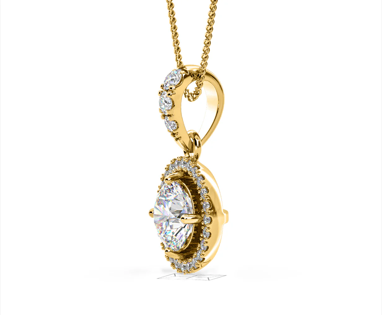 Ella Lab Diamond Halo 1.38ct Pendant Necklace in 18K Yellow Gold F/VS1 - Image 22