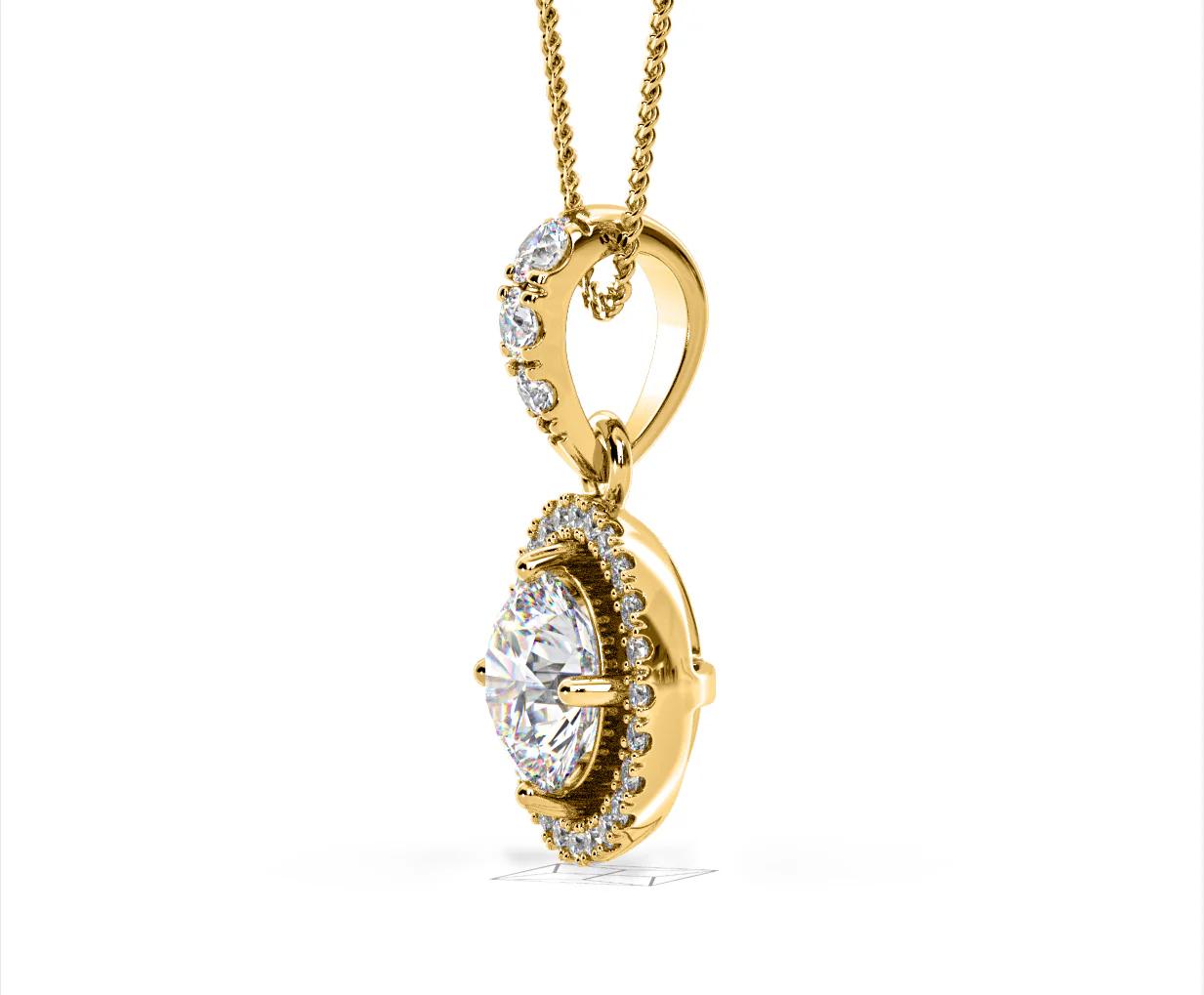 Ella Lab Diamond Halo 1.38ct Pendant Necklace in 18K Yellow Gold F/VS1 - Image 23