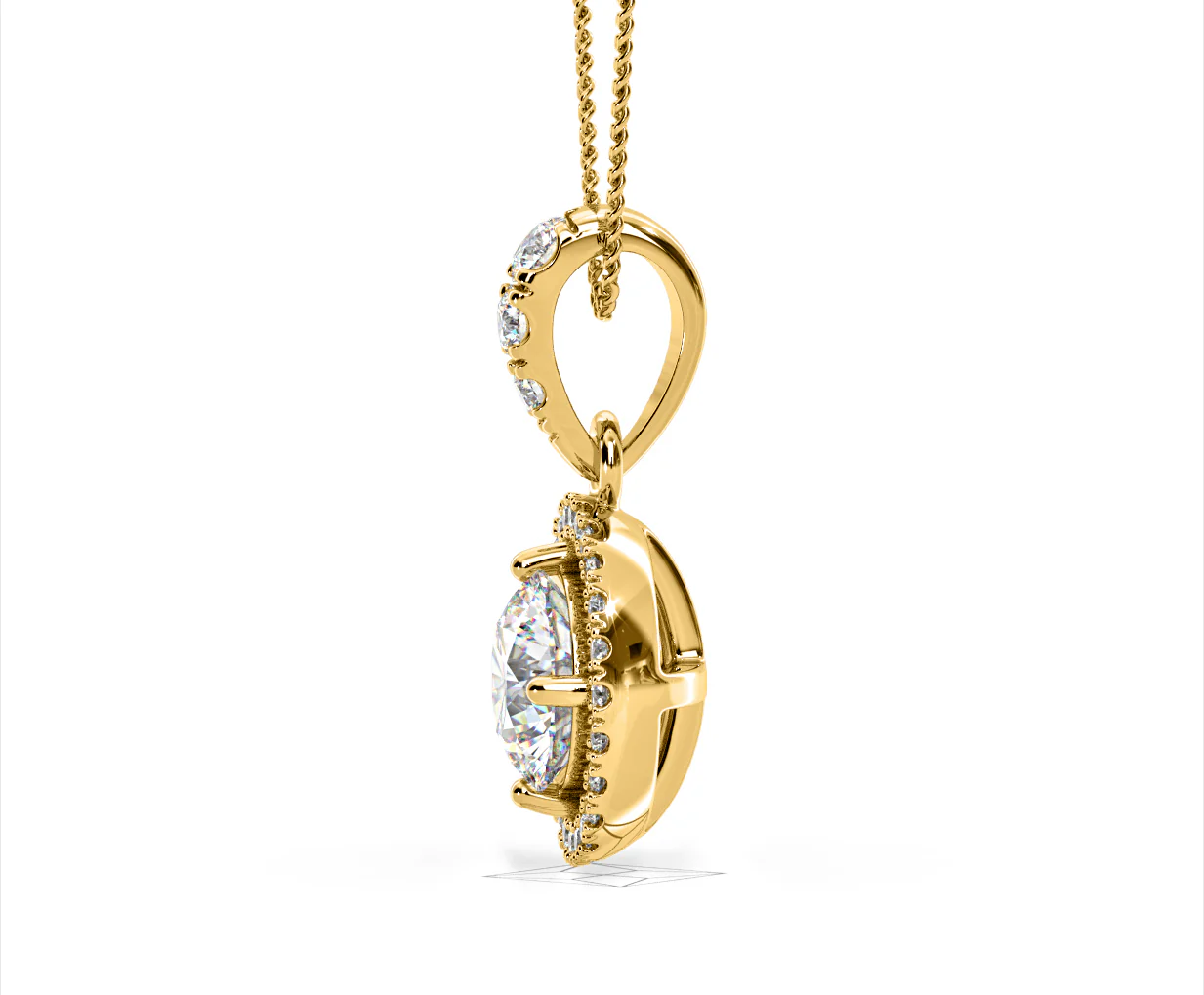 Ella Lab Diamond Halo 1.38ct Pendant Necklace in 18K Yellow Gold F/VS1 - Image 26