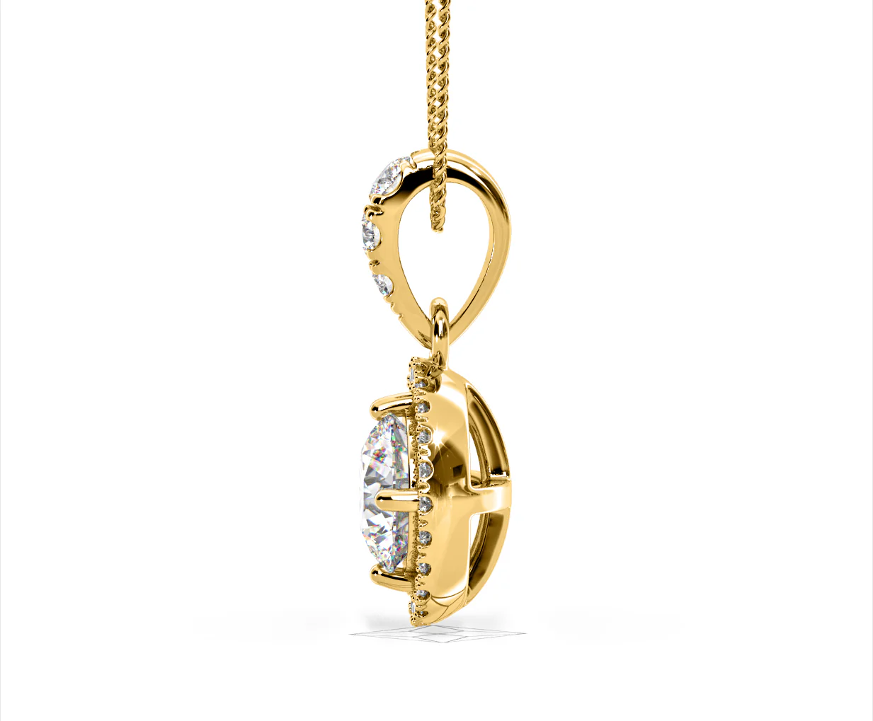 Ella Lab Diamond Halo 1.38ct Pendant Necklace in 18K Yellow Gold F/VS1 - Image 27