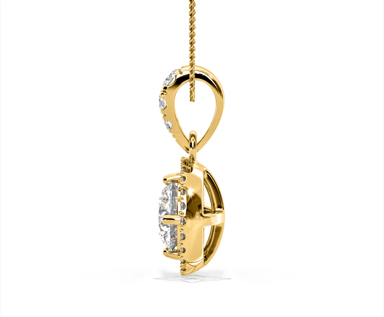 Ella Lab Diamond Halo 1.38ct Pendant Necklace in 18K Yellow Gold F/VS1 - Image 28