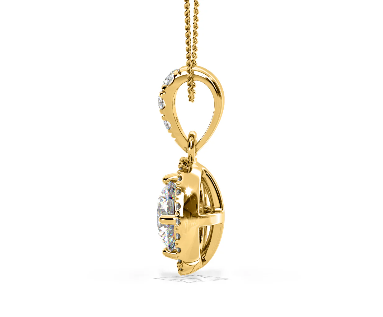 Ella Lab Diamond Halo 1.38ct Pendant Necklace in 18K Yellow Gold F/VS1 - Image 29
