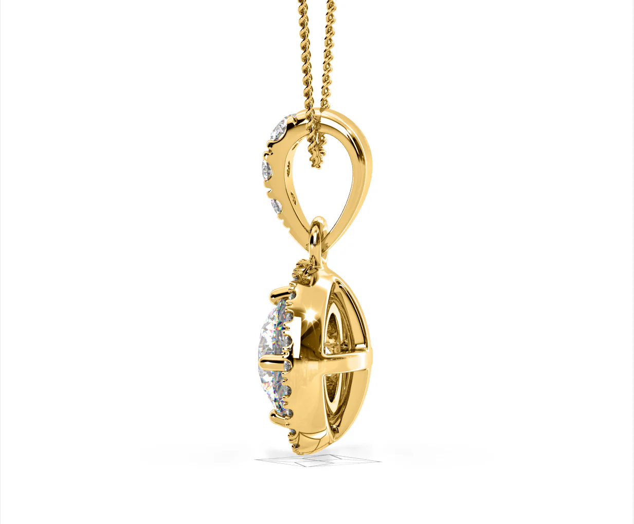 Ella Lab Diamond Halo 1.38ct Pendant Necklace in 18K Yellow Gold F/VS1 - Image 30