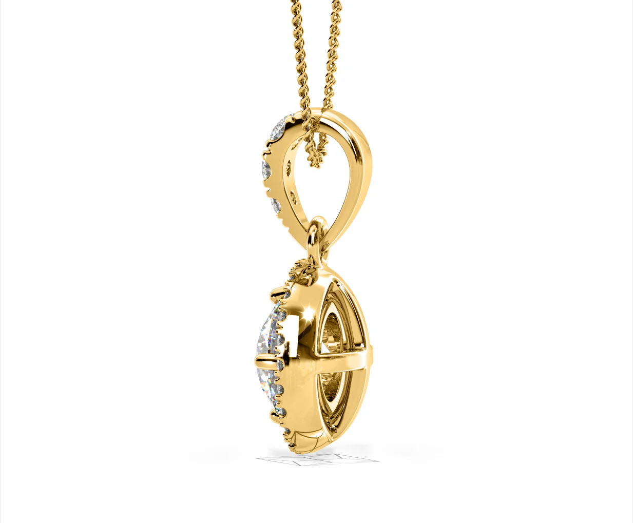 Ella Lab Diamond Halo 1.38ct Pendant Necklace in 18K Yellow Gold F/VS1 - Image 31