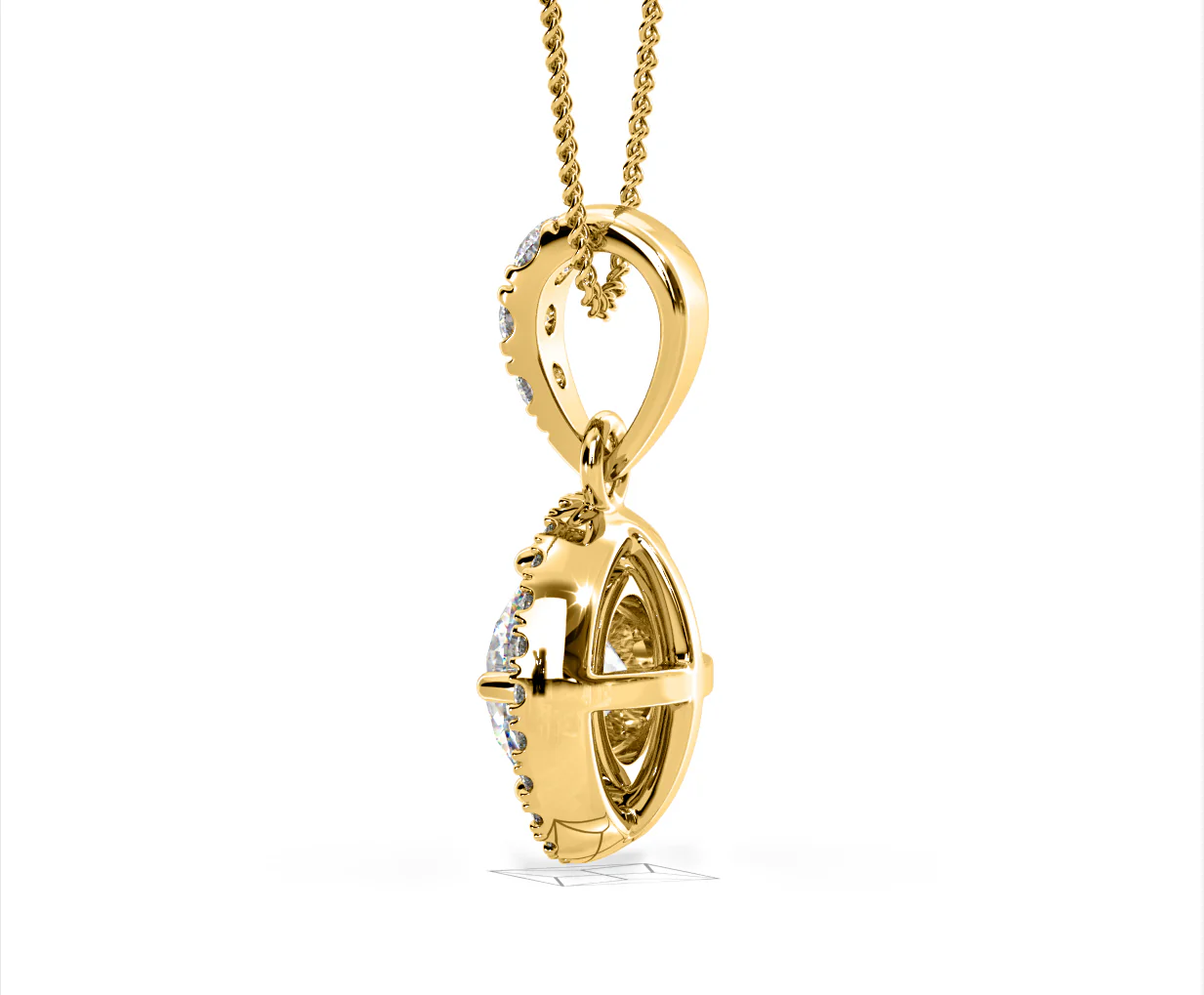Ella Lab Diamond Halo 1.38ct Pendant Necklace in 18K Yellow Gold F/VS1 - Image 32