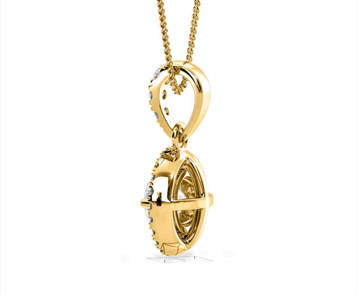 Ella Lab Diamond Halo 1.38ct Pendant Necklace in 18K Yellow Gold F/VS1 - Image 33