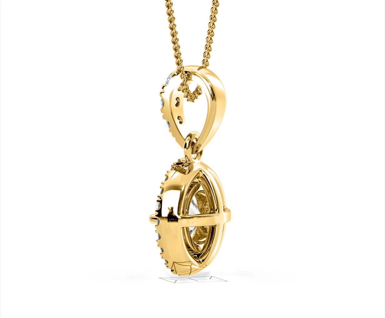 Ella Lab Diamond Halo 1.38ct Pendant Necklace in 18K Yellow Gold F/VS1 - Image 34