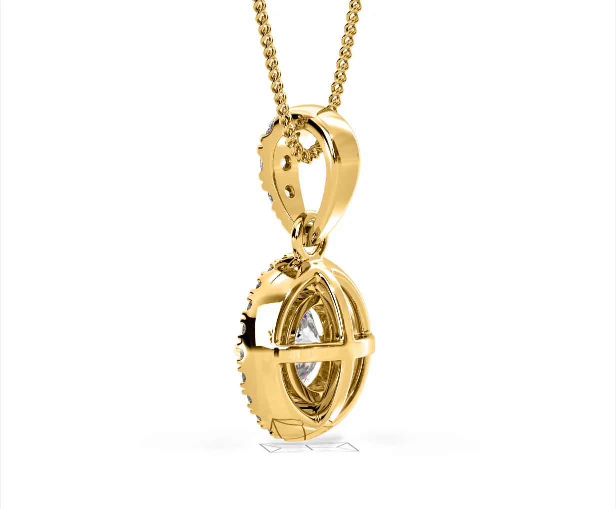 Ella Lab Diamond Halo 1.38ct Pendant Necklace in 18K Yellow Gold F/VS1 - Image 36