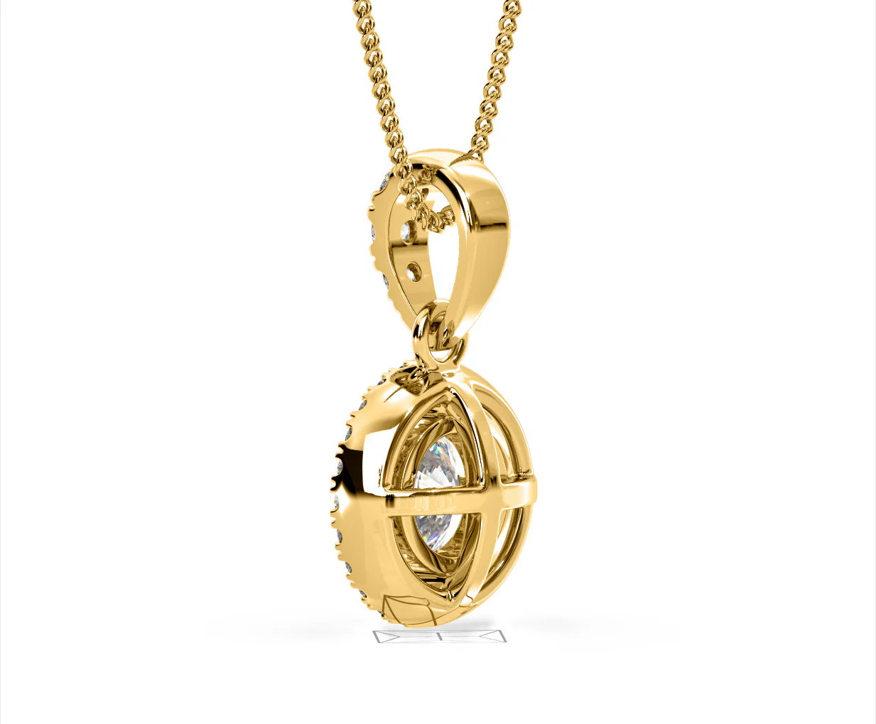 Ella Lab Diamond Halo 1.38ct Pendant Necklace in 18K Yellow Gold F/VS1 - Image 37