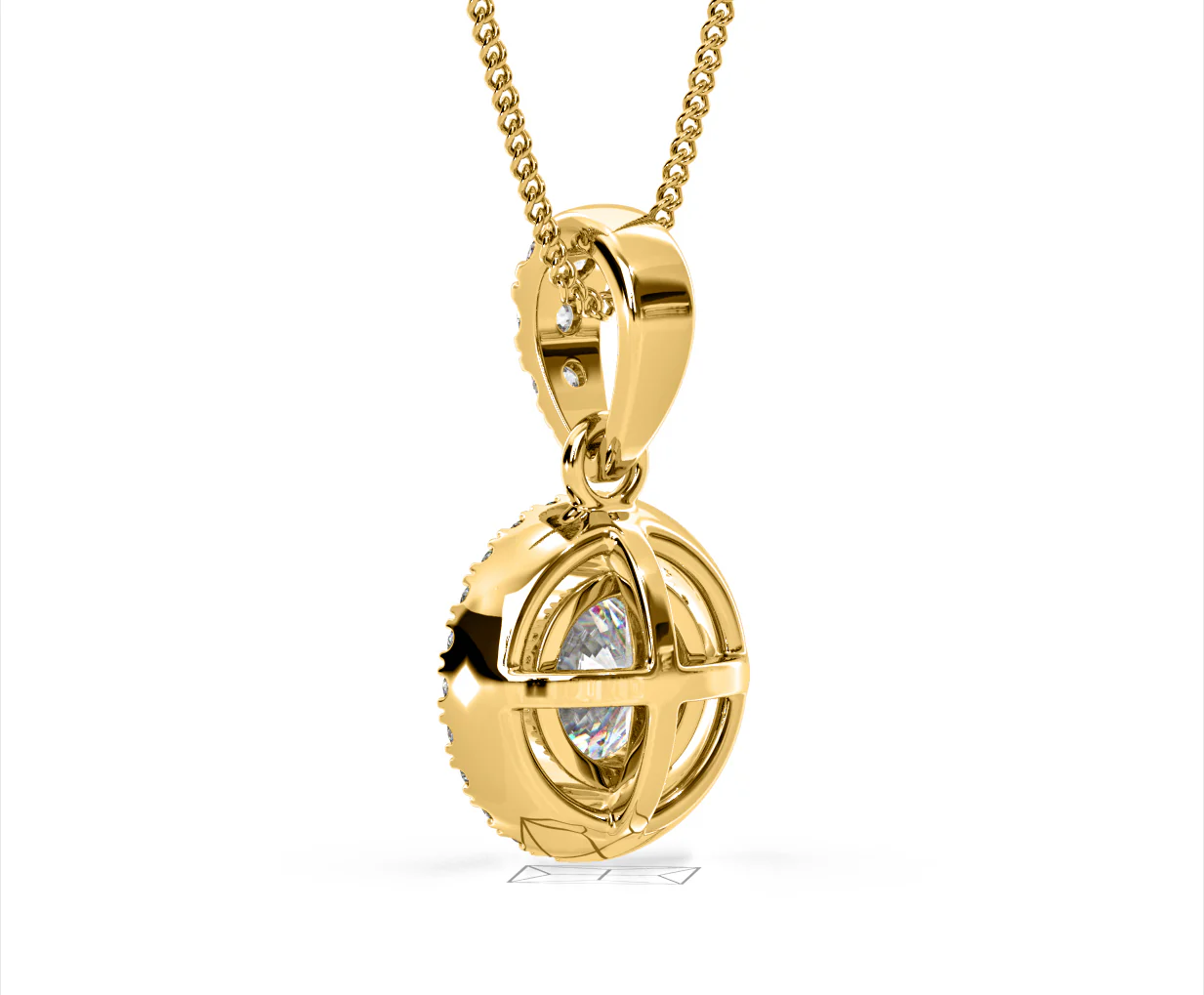 Ella Lab Diamond Halo 1.38ct Pendant Necklace in 18K Yellow Gold F/VS1 - Image 39