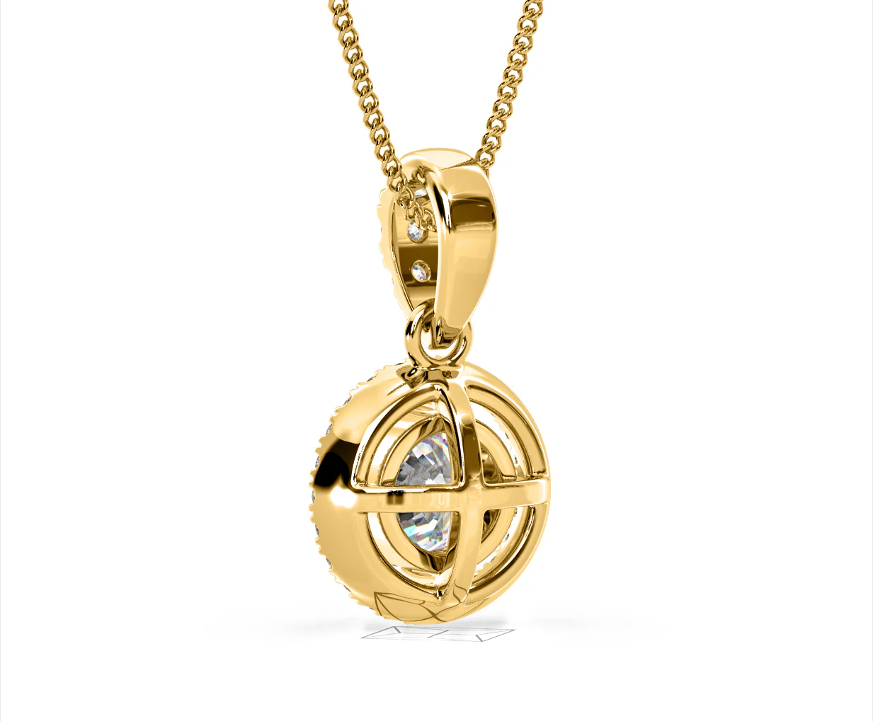 Ella Lab Diamond Halo 1.38ct Pendant Necklace in 18K Yellow Gold F/VS1 - Image 41