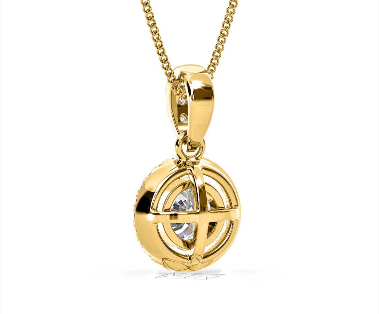 Ella Lab Diamond Halo 1.38ct Pendant Necklace in 18K Yellow Gold F/VS1 - Image 42