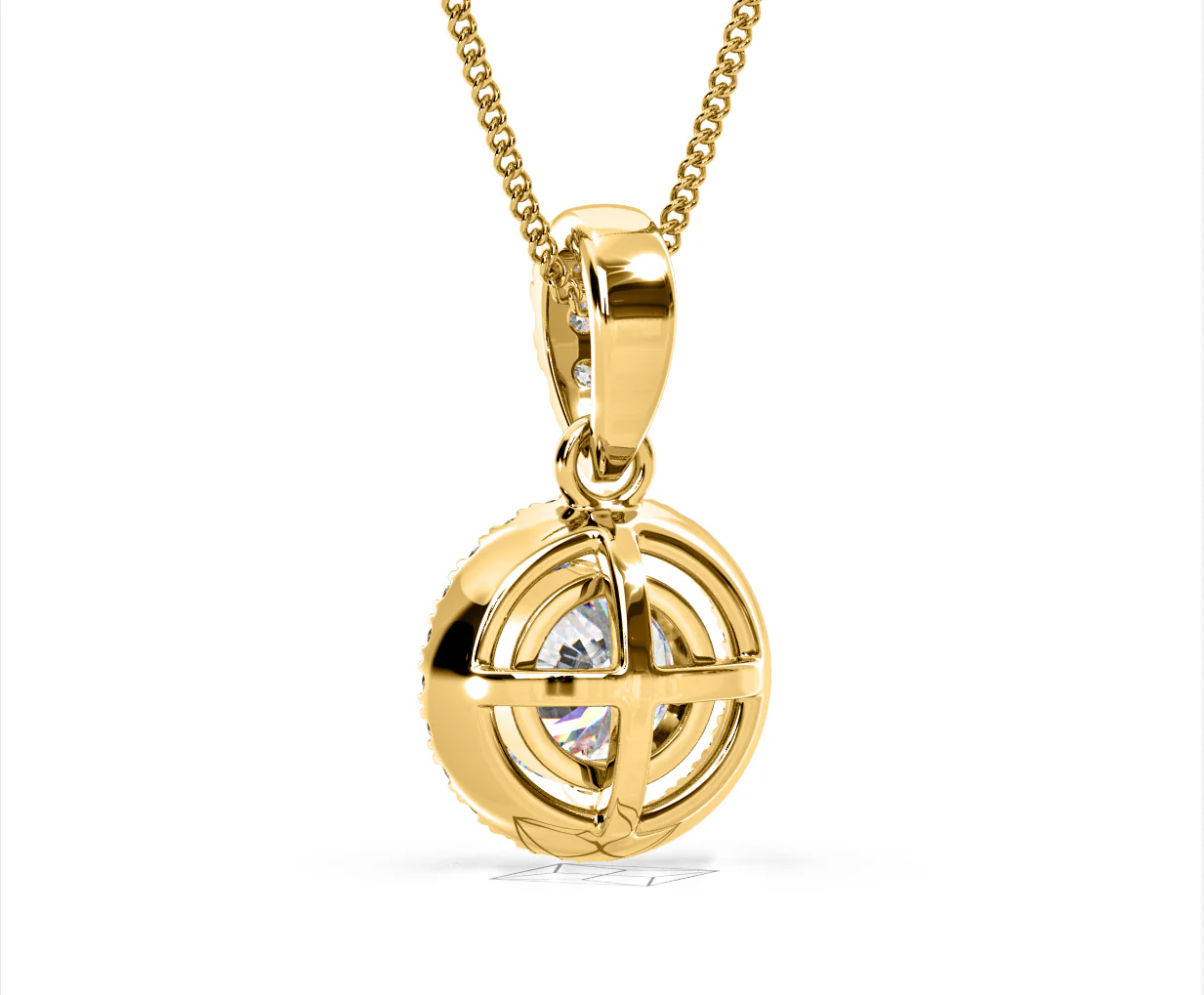 Ella Lab Diamond Halo 1.38ct Pendant Necklace in 18K Yellow Gold F/VS1 - Image 43