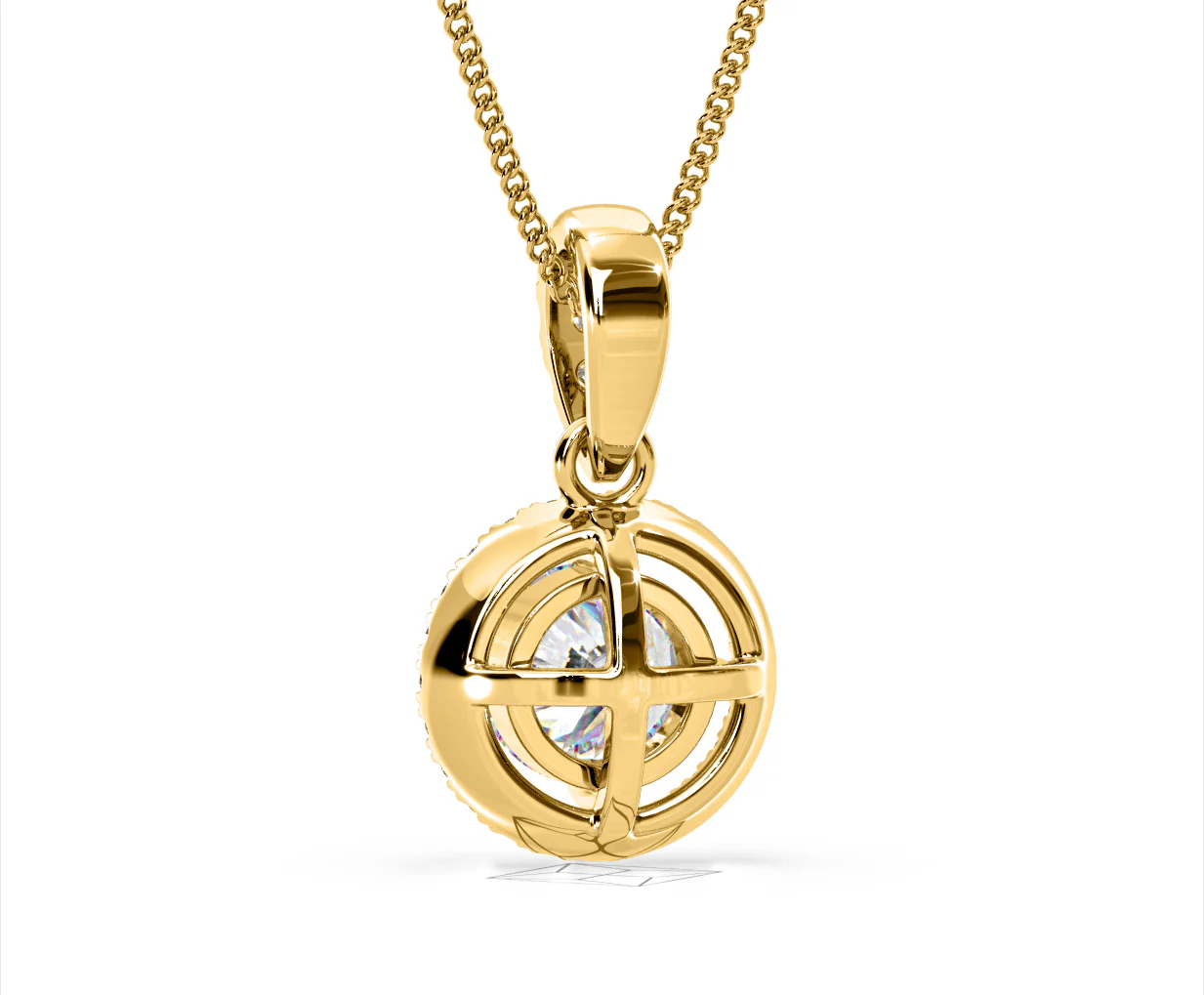 Ella Lab Diamond Halo 1.38ct Pendant Necklace in 18K Yellow Gold F/VS1 - Image 44