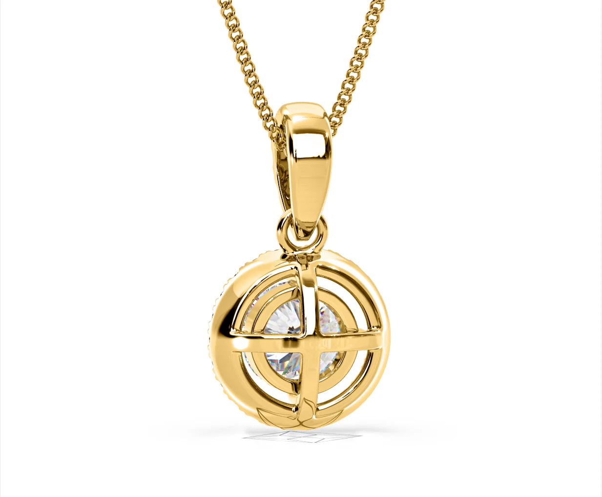 Ella Lab Diamond Halo 1.38ct Pendant Necklace in 18K Yellow Gold F/VS1 - Image 45