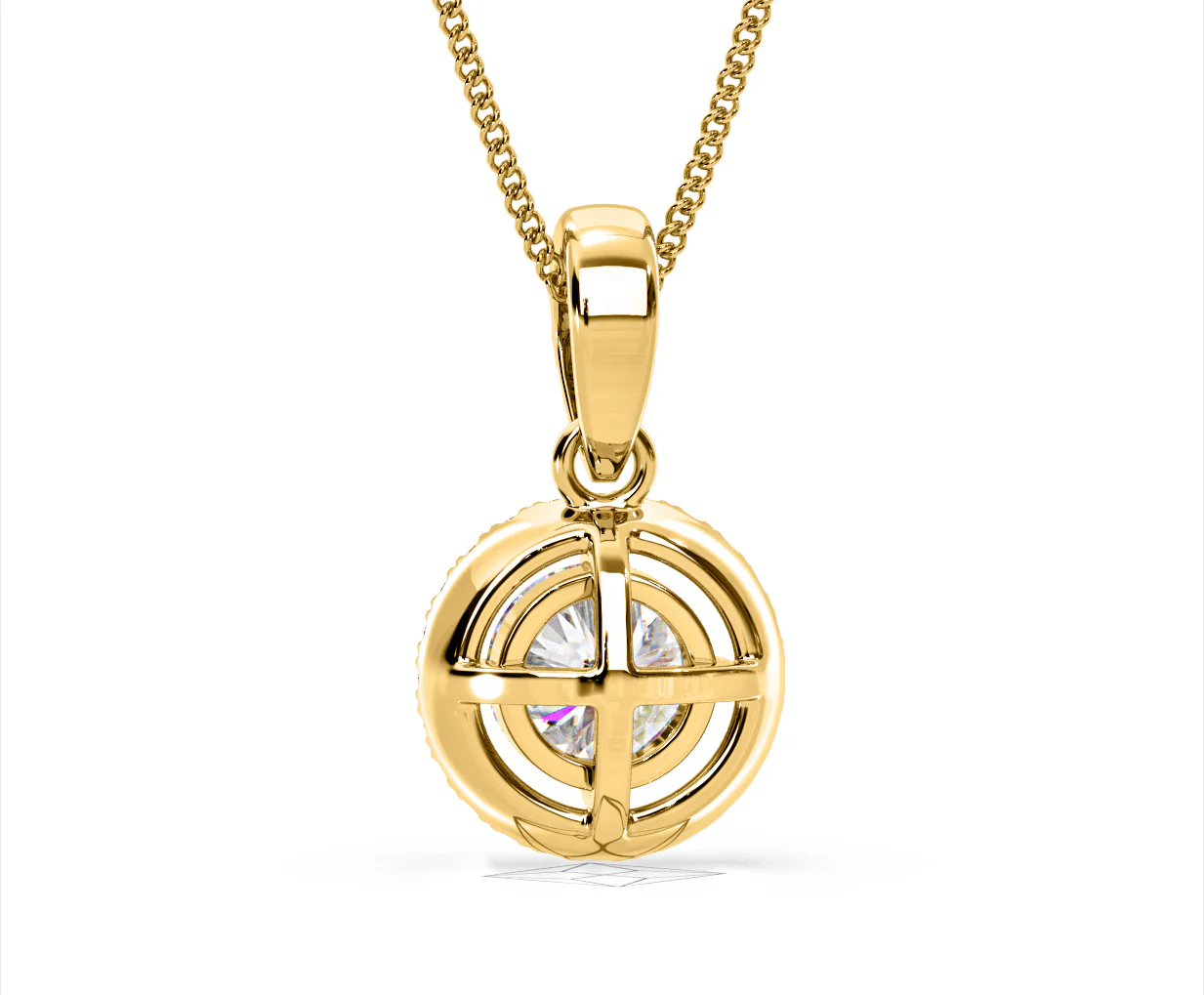 Ella Lab Diamond Halo 1.38ct Pendant Necklace in 18K Yellow Gold F/VS1 - Image 46
