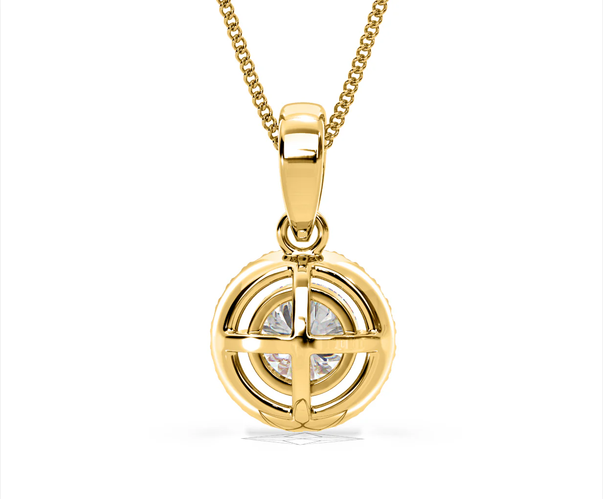 Ella Lab Diamond Halo 1.38ct Pendant Necklace in 18K Yellow Gold F/VS1 - Image 48