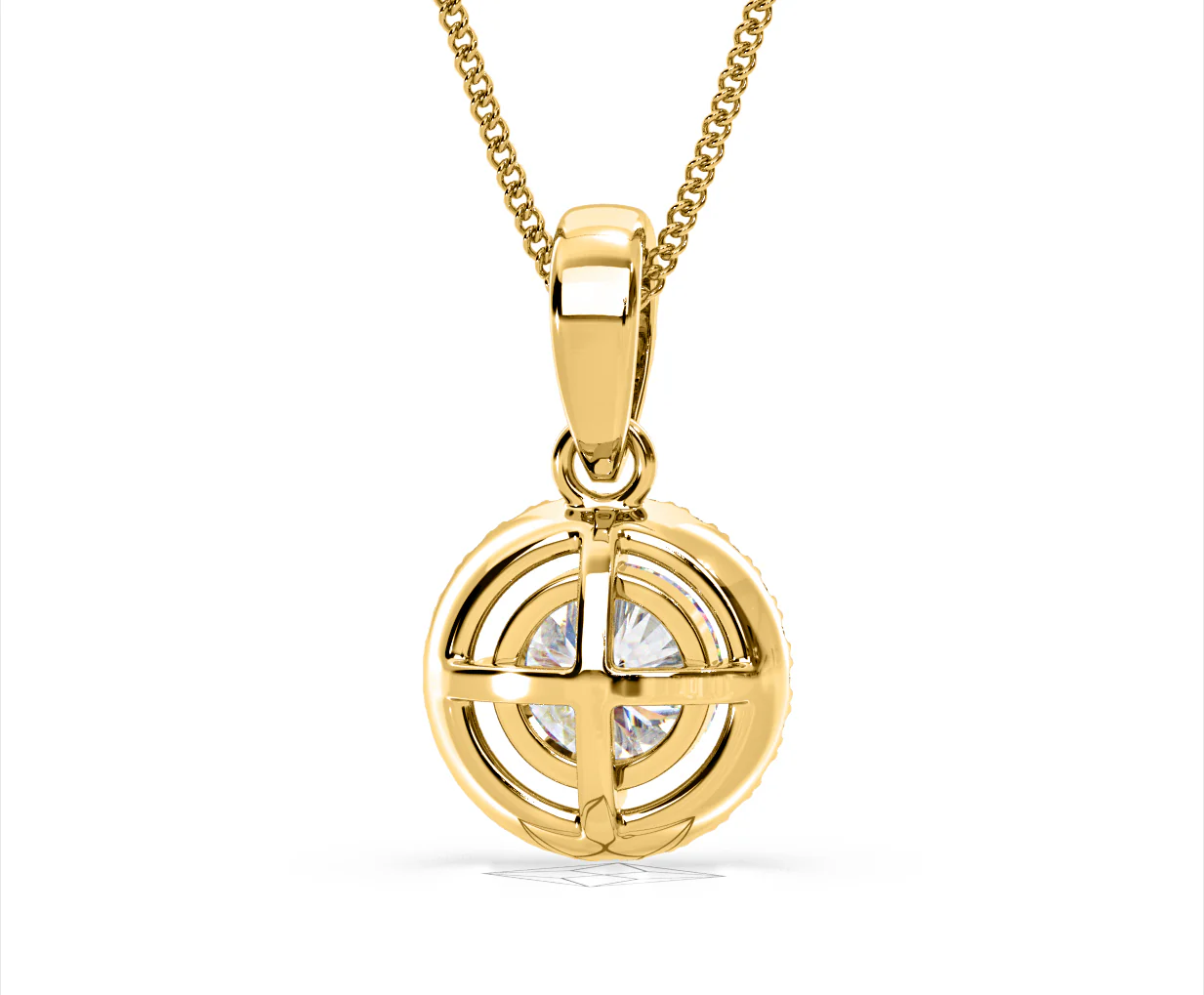 Ella Lab Diamond Halo 1.38ct Pendant Necklace in 18K Yellow Gold F/VS1 - Image 49