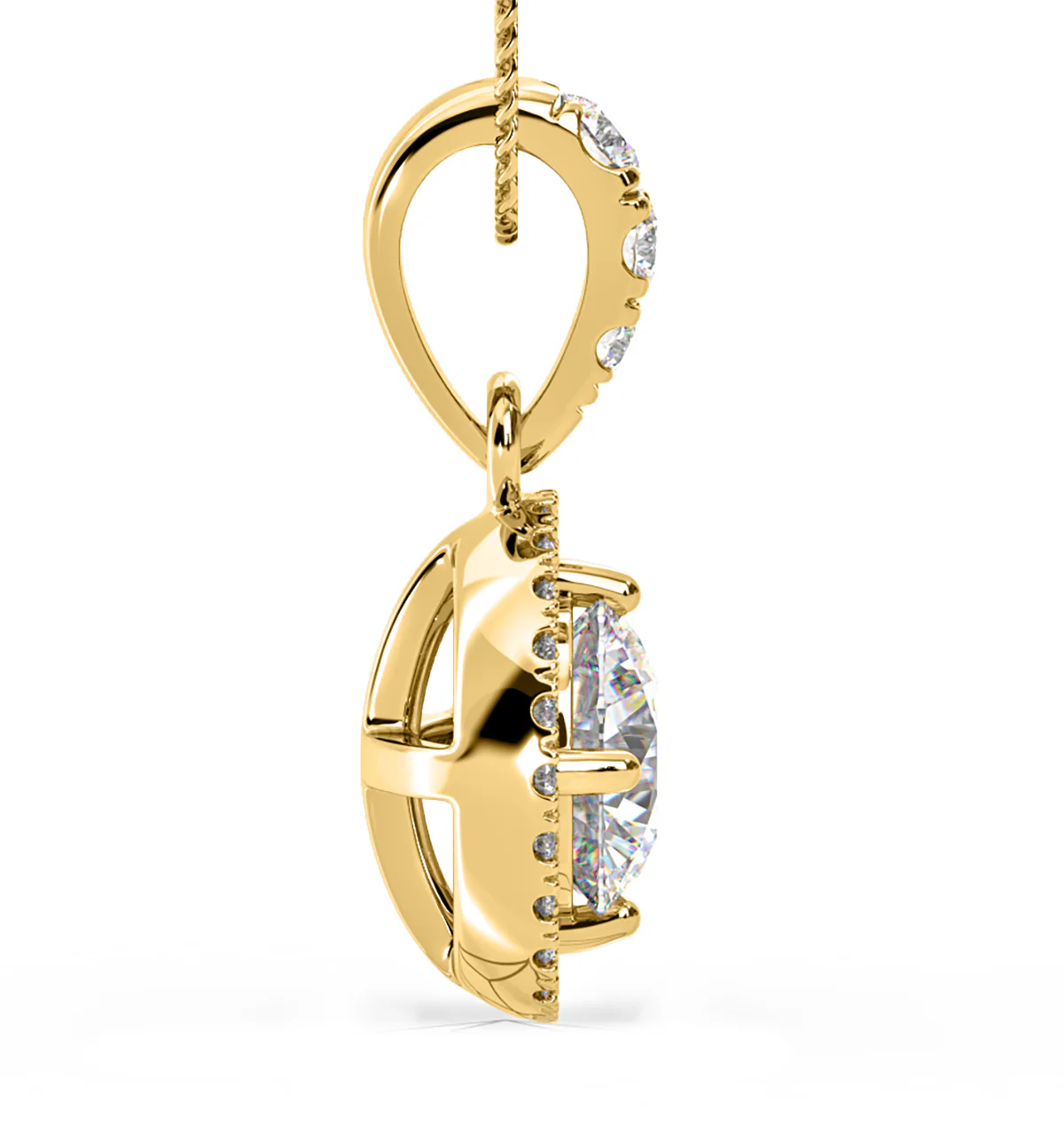 Ella Lab Diamond Halo 1.38ct Pendant Necklace in 18K Yellow Gold F/VS1 - Image 5