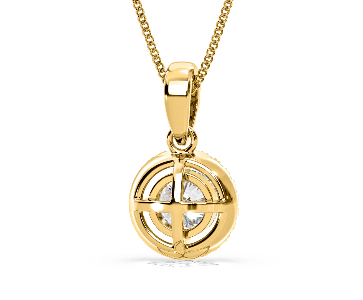 Ella Lab Diamond Halo 1.38ct Pendant Necklace in 18K Yellow Gold F/VS1 - Image 50