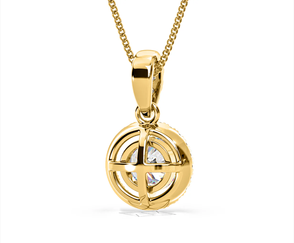 Ella Lab Diamond Halo 1.38ct Pendant Necklace in 18K Yellow Gold F/VS1 - Image 51
