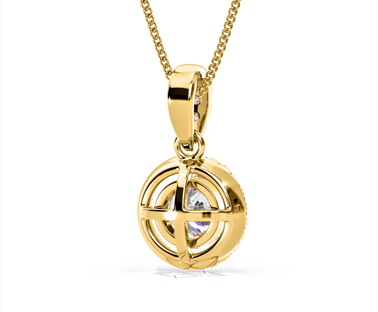 Ella Lab Diamond Halo 1.38ct Pendant Necklace in 18K Yellow Gold F/VS1 - Image 52