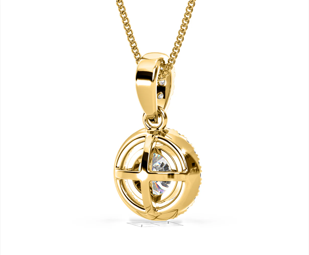 Ella Lab Diamond Halo 1.38ct Pendant Necklace in 18K Yellow Gold F/VS1 - Image 53