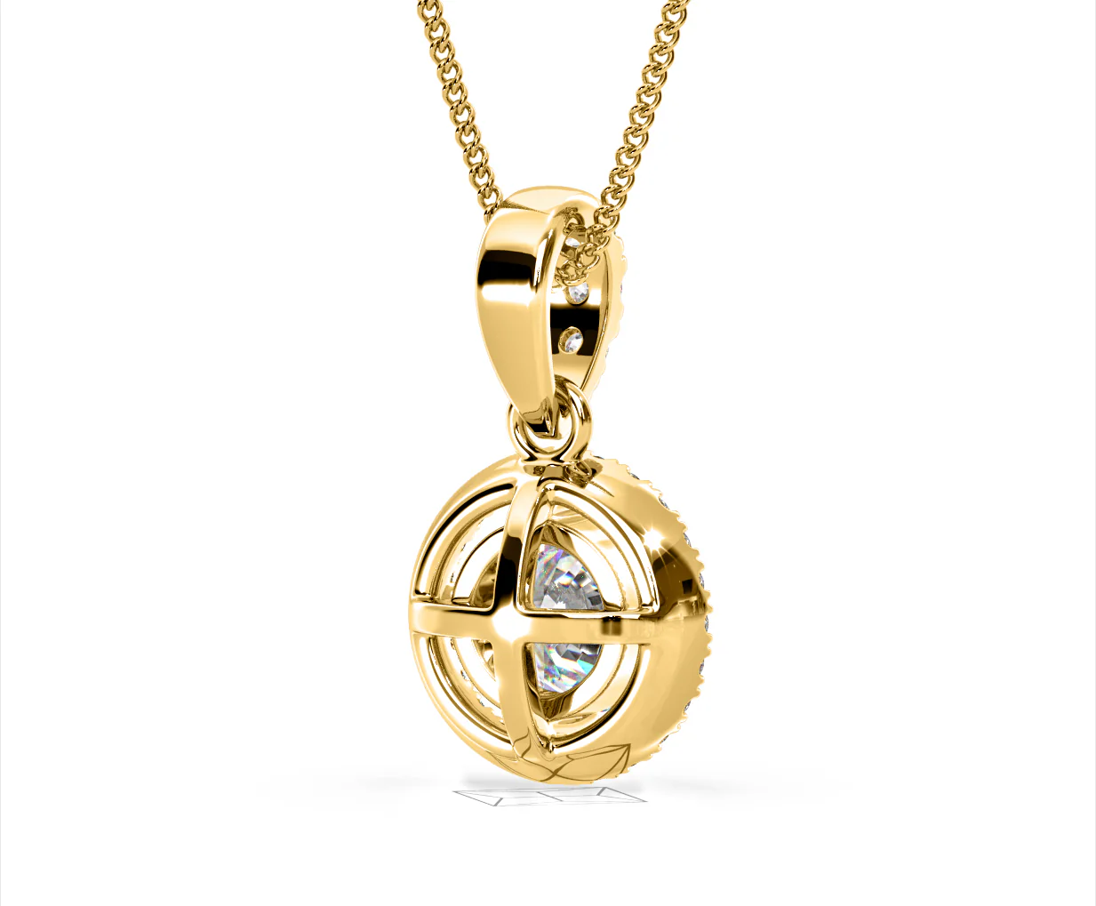 Ella Lab Diamond Halo 1.38ct Pendant Necklace in 18K Yellow Gold F/VS1 - Image 54