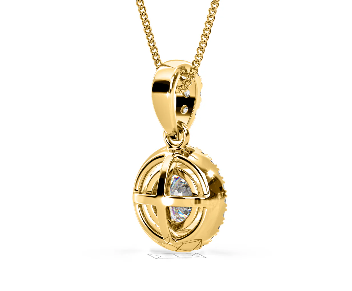 Ella Lab Diamond Halo 1.38ct Pendant Necklace in 18K Yellow Gold F/VS1 - Image 55