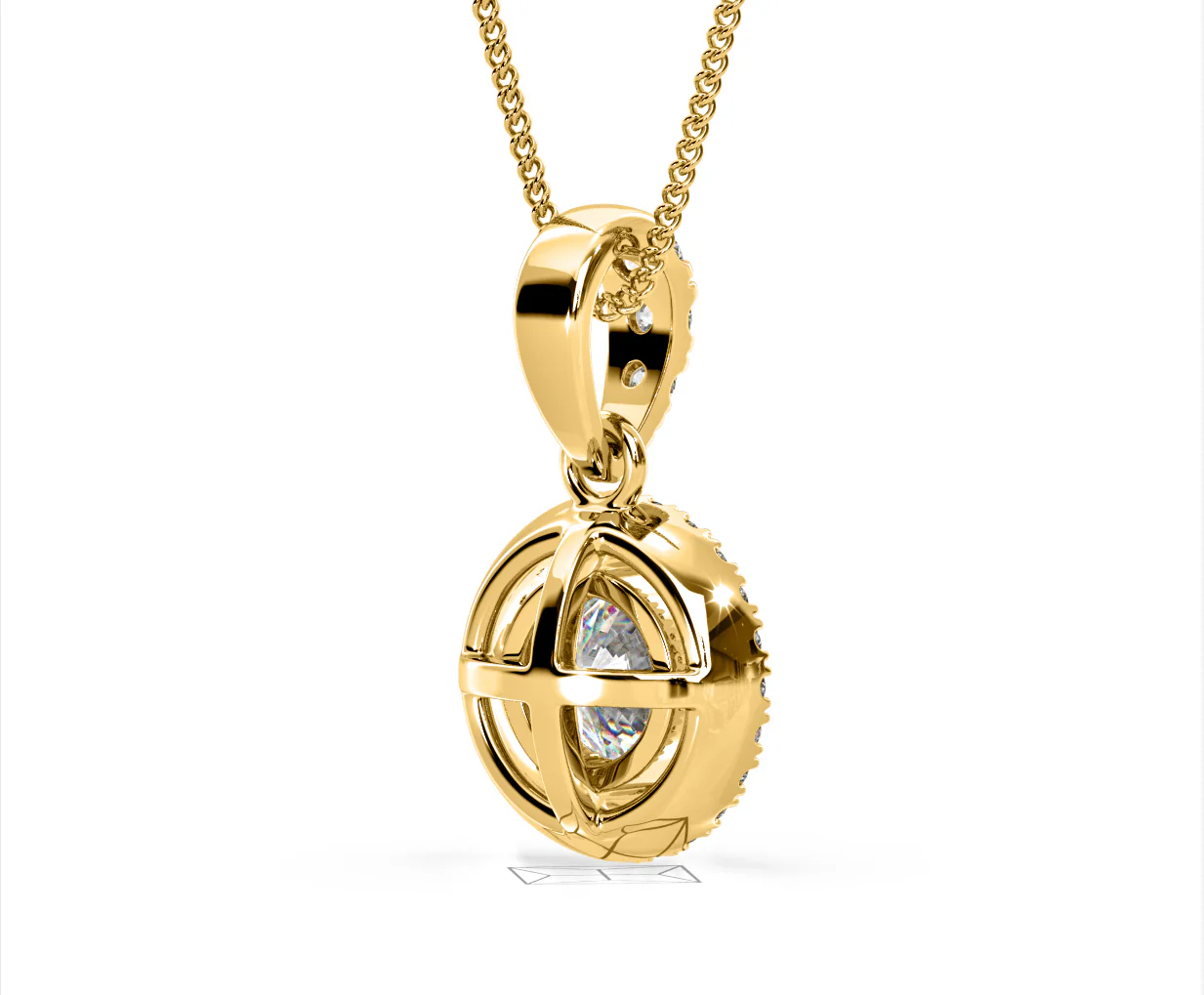 Ella Lab Diamond Halo 1.38ct Pendant Necklace in 18K Yellow Gold F/VS1 - Image 56