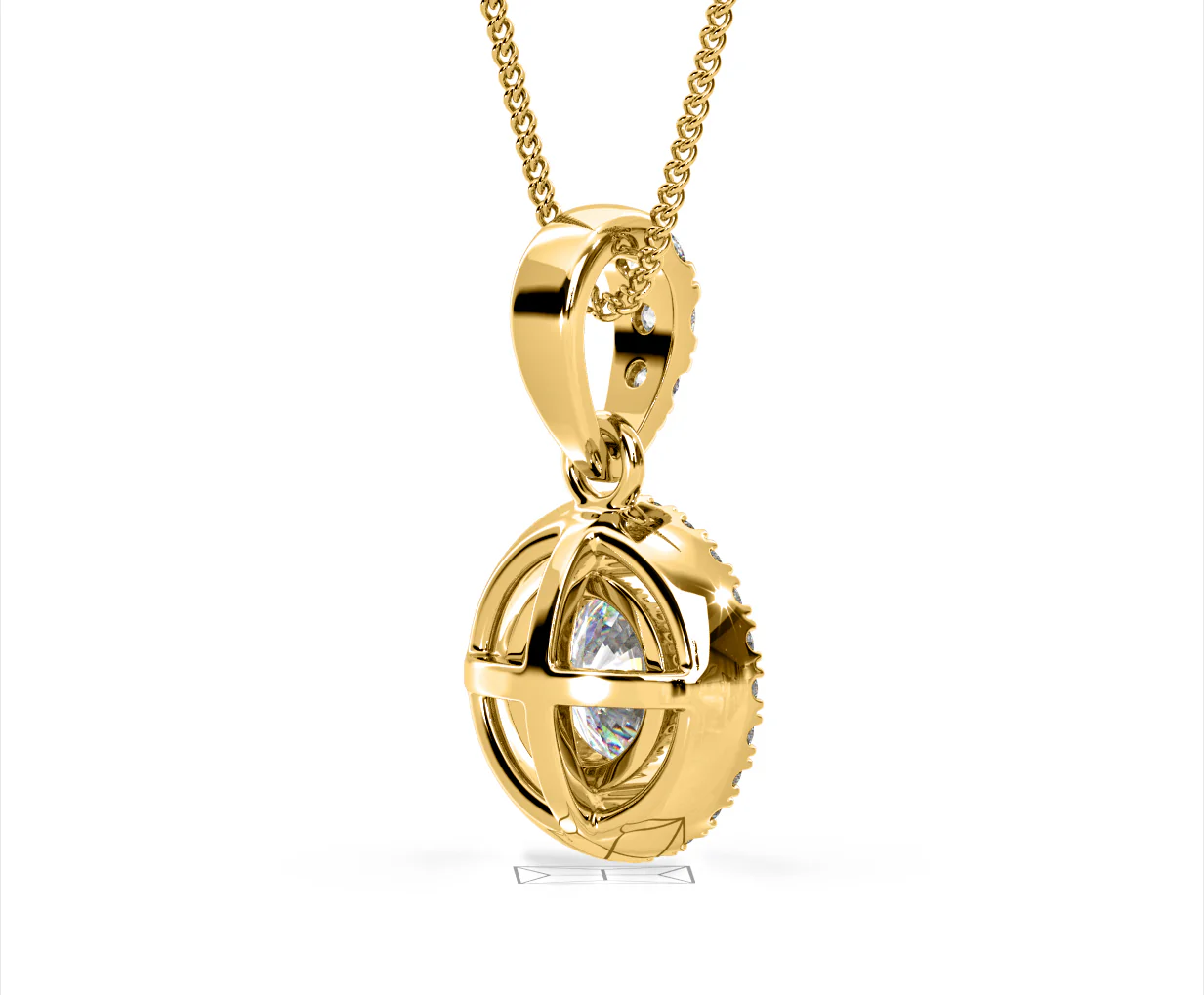 Ella Lab Diamond Halo 1.38ct Pendant Necklace in 18K Yellow Gold F/VS1 - Image 57