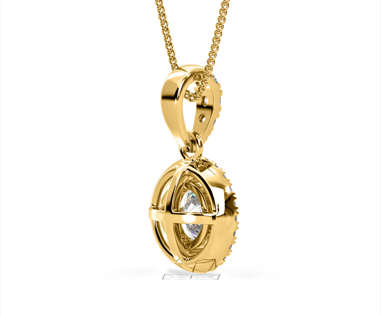Ella Lab Diamond Halo 1.38ct Pendant Necklace in 18K Yellow Gold F/VS1 - Image 58