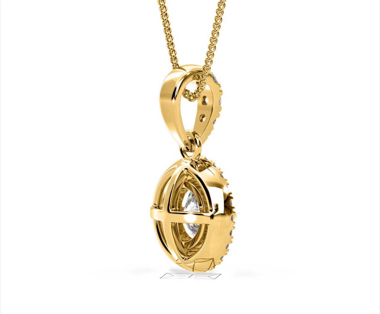 Ella Lab Diamond Halo 1.38ct Pendant Necklace in 18K Yellow Gold F/VS1 - Image 59