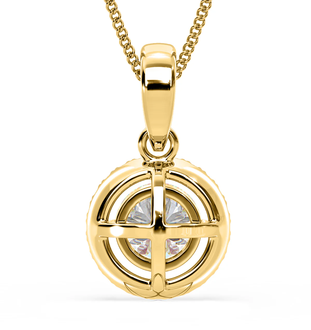 Ella Lab Diamond Halo 1.38ct Pendant Necklace in 18K Yellow Gold F/VS1 - Image 6