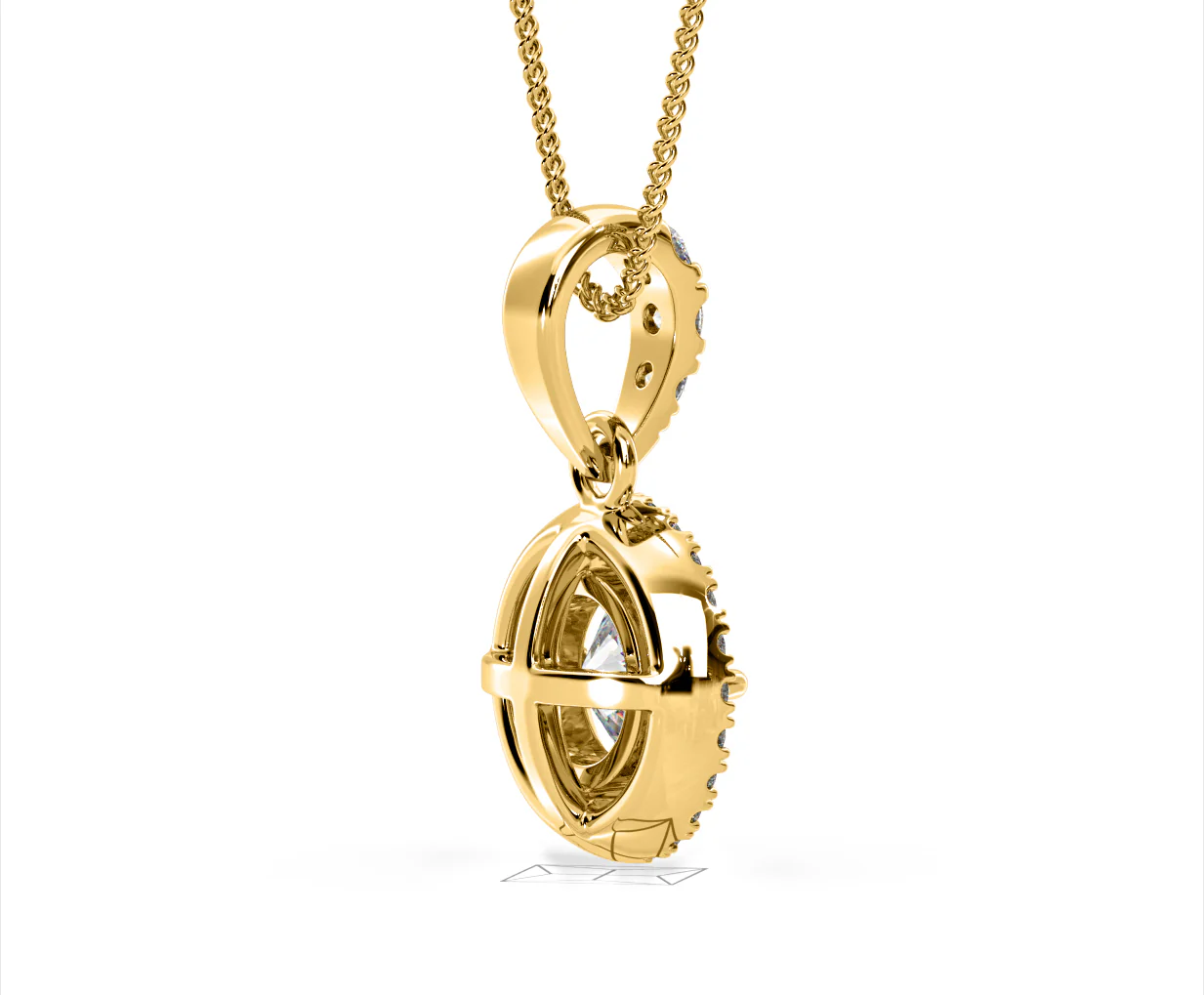 Ella Lab Diamond Halo 1.38ct Pendant Necklace in 18K Yellow Gold F/VS1 - Image 60