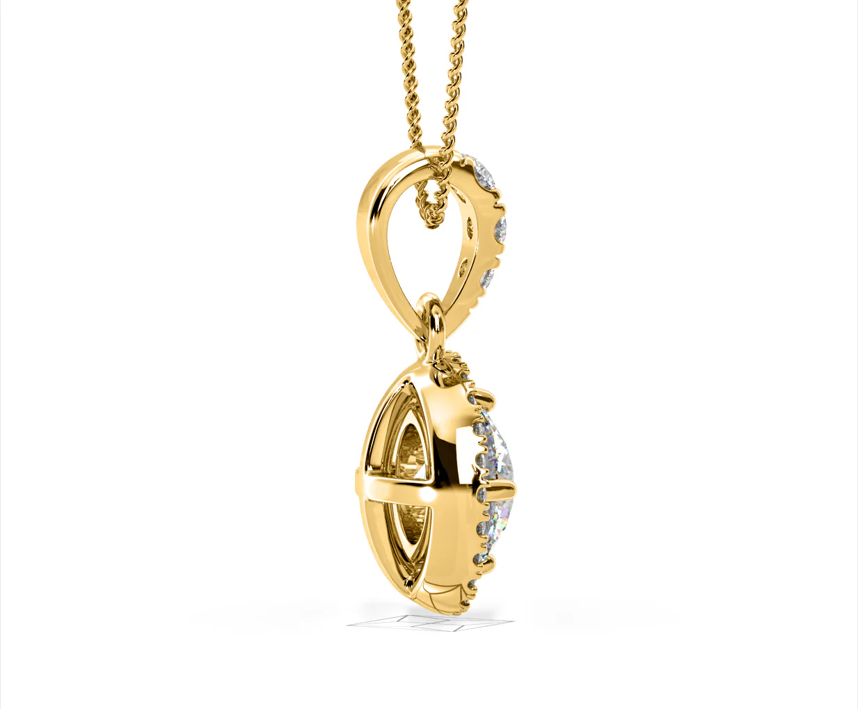 Ella Lab Diamond Halo 1.38ct Pendant Necklace in 18K Yellow Gold F/VS1 - Image 64
