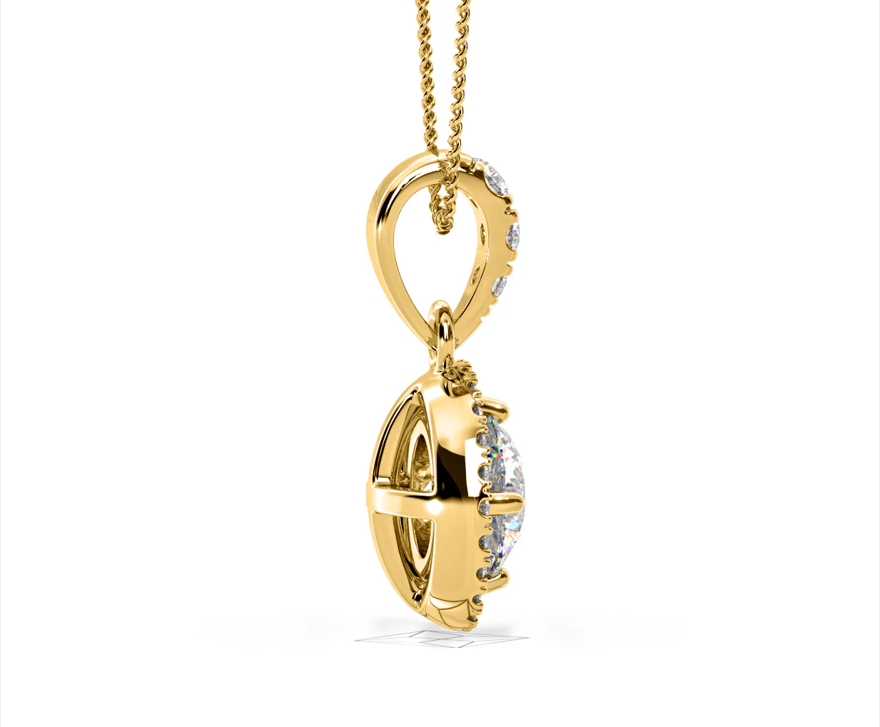 Ella Lab Diamond Halo 1.38ct Pendant Necklace in 18K Yellow Gold F/VS1 - Image 65
