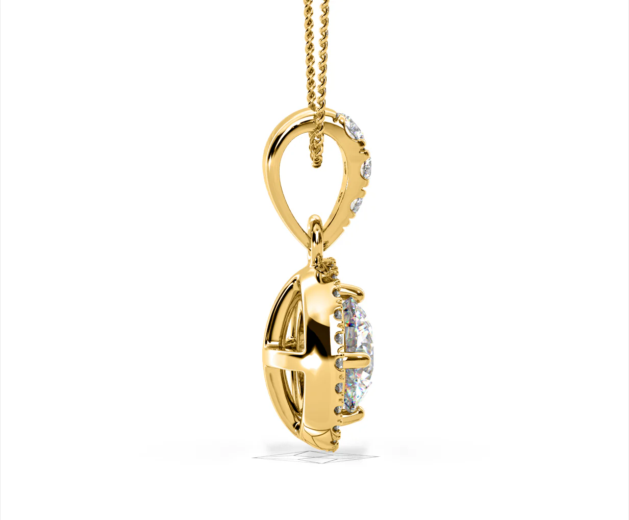 Ella Lab Diamond Halo 1.38ct Pendant Necklace in 18K Yellow Gold F/VS1 - Image 66