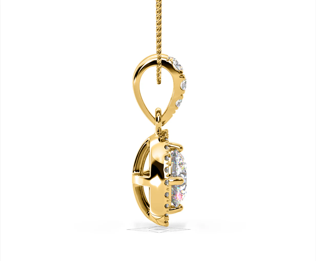 Ella Lab Diamond Halo 1.38ct Pendant Necklace in 18K Yellow Gold F/VS1 - Image 67