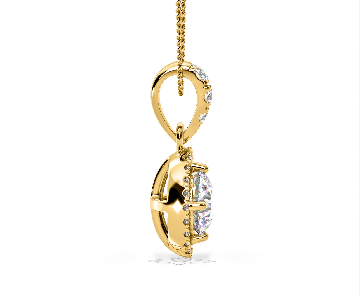 Ella Lab Diamond Halo 1.38ct Pendant Necklace in 18K Yellow Gold F/VS1 - Image 68