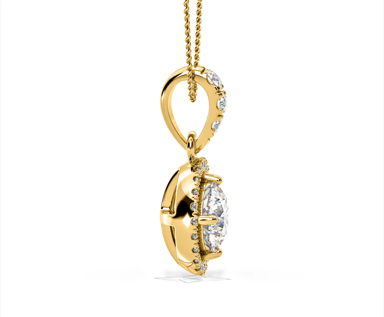 Ella Lab Diamond Halo 1.38ct Pendant Necklace in 18K Yellow Gold F/VS1 - Image 69