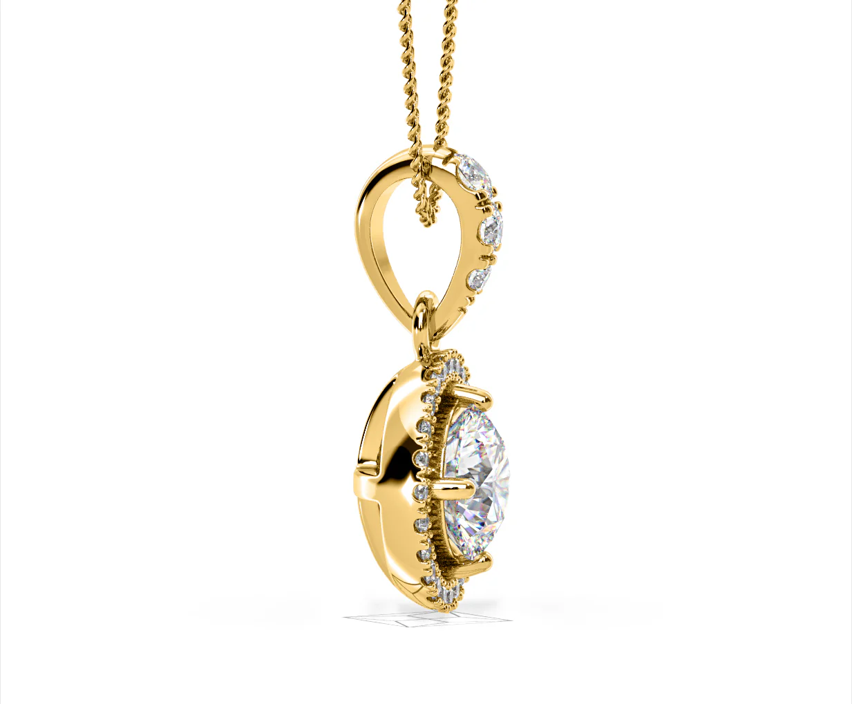 Ella Lab Diamond Halo 1.38ct Pendant Necklace in 18K Yellow Gold F/VS1 - Image 70